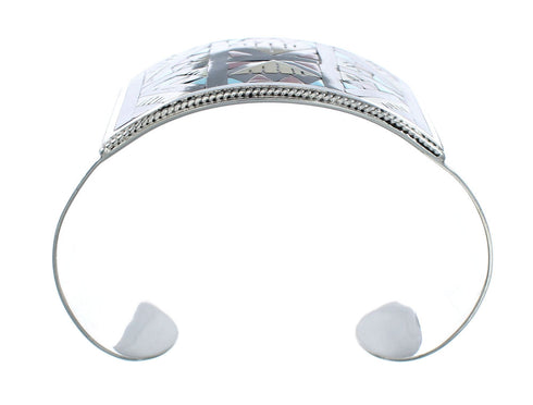 Multicolor Inlay Sterling Silver Zuni Cuff Bracelet NN20140